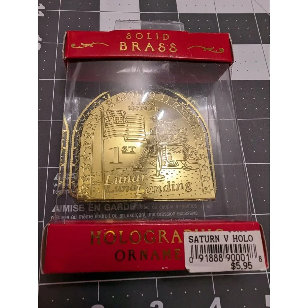 Kennedy Space Center Saturn V Holographic Solid Brass‎ lazer cut ornament sealed